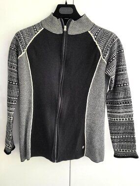 Spyder Merino Wool Blend Full Zip Ski/Chalet Sweater Size L - runs smaller